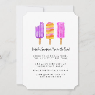 Summer Popsicles Ice Cream Pool Party laden Einladung