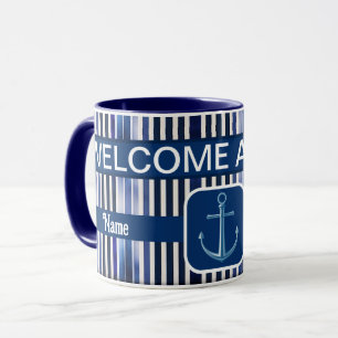 Summer Popular Navy Blue Boat Stripes Collection Tasse