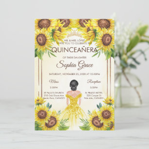 Summer Quinceanera Garten Sonnenblumen Geburtstag Einladung