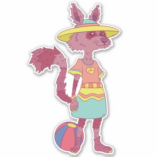 Summer Raccoon Aufkleber (Vorderseite)