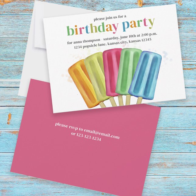 Summer Rainbow Popsicles Geburtstagsparty Einladung (Von Creator hochgeladen)