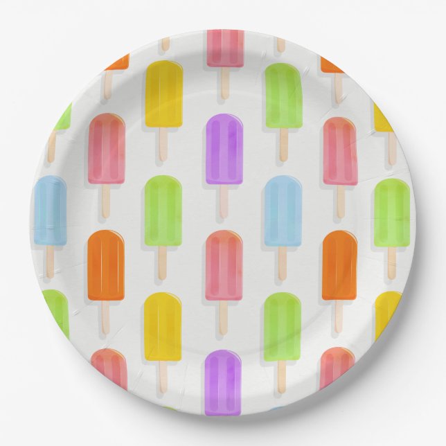 Summer Rainbow Popsicles Pattern Pappteller (Vorderseite)