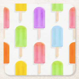Summer Rainbow Popsicles Pattern Rechteckiger Pappuntersetzer
