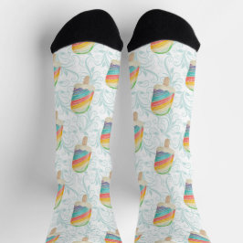 Summer Rainbow Popsim und Aquamarine Wirbel Socken