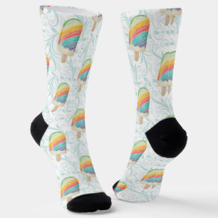 Summer Rainbow Popsim und Aquamarine Wirbel Socken