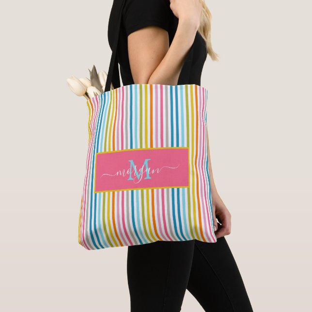 Summer Rainbow Strips Monogram Script (Von Nahem)