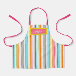 Summer Rainbow Strips Monogram Script Schürze