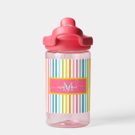 Summer Rainbow Strips Monogram Script Trinkflasche