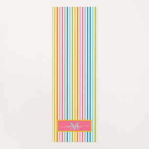 Summer Rainbow Strips Monogram Script Yogamatte