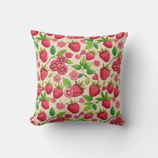 Summer Raspberry Garden Botanical Fruit Pattern Kissen