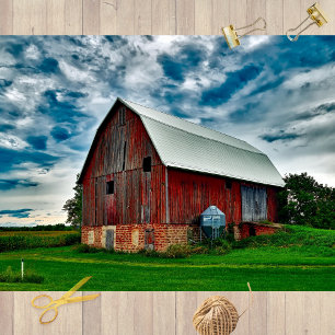 Summer Red Barn Under an Absolutely Stunning Sky Seidenpapier