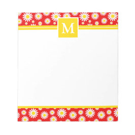 Summer Red Daisies Monogram Notizblock