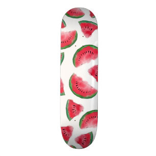 Summer Red Green Watermelon Wasserfarbenes Muster Skateboard