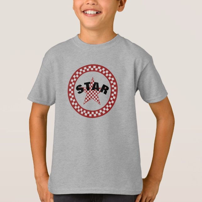 Summer Red Kariert Star T-Shirt (Vorderseite)