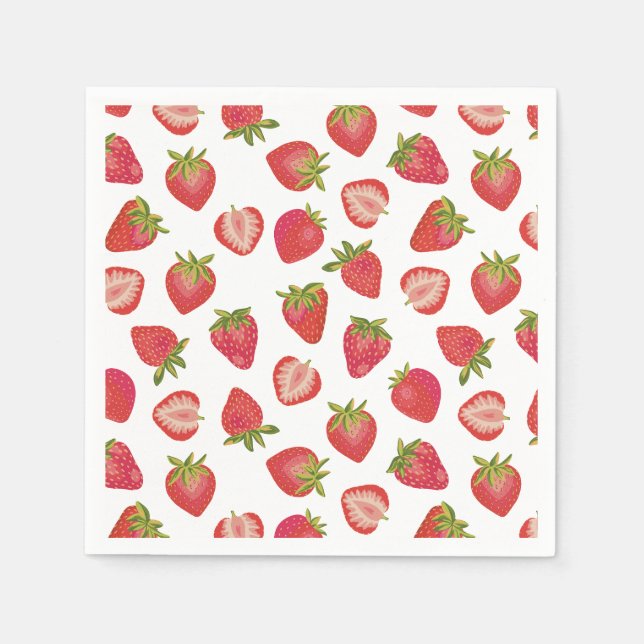 Summer Red Strawberry Pattern Serviette (Vorderseite)