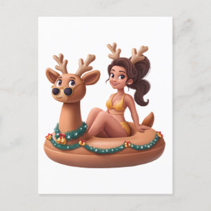 Summer Rentier Holiday Fun Pool Party Design Feiertagspostkarte