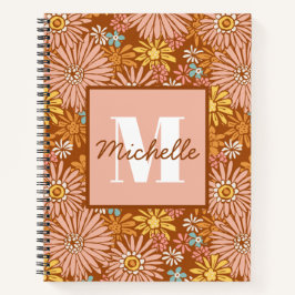 Summer Retro Blume | Monogram-Notebook Notizbuch