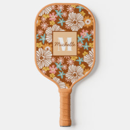 Summer Retro Blume | Monogramm Pickleball Schläger