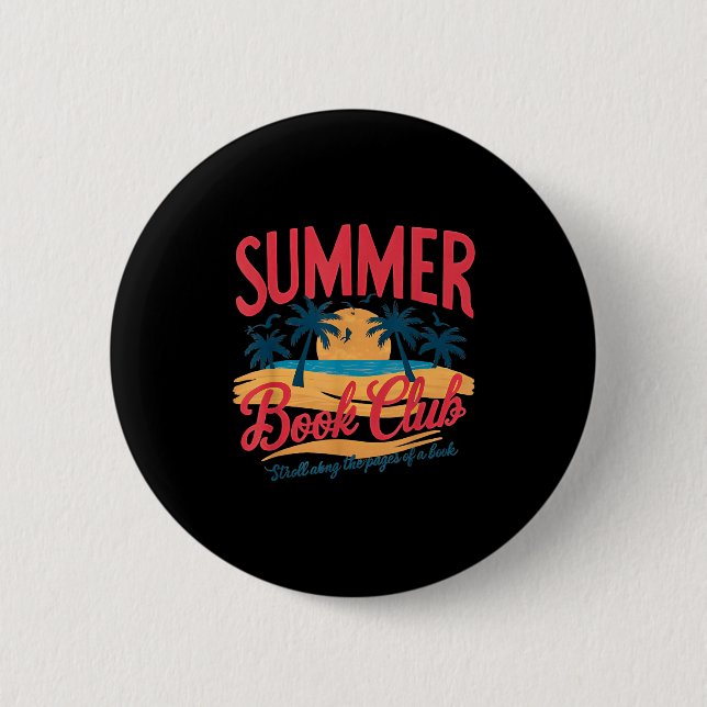 Summer Retro Book Club Funny Beach Vacation  Button (Vorderseite)