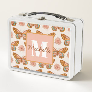 Summer Retro Butterfly Monogramm Lunch Box