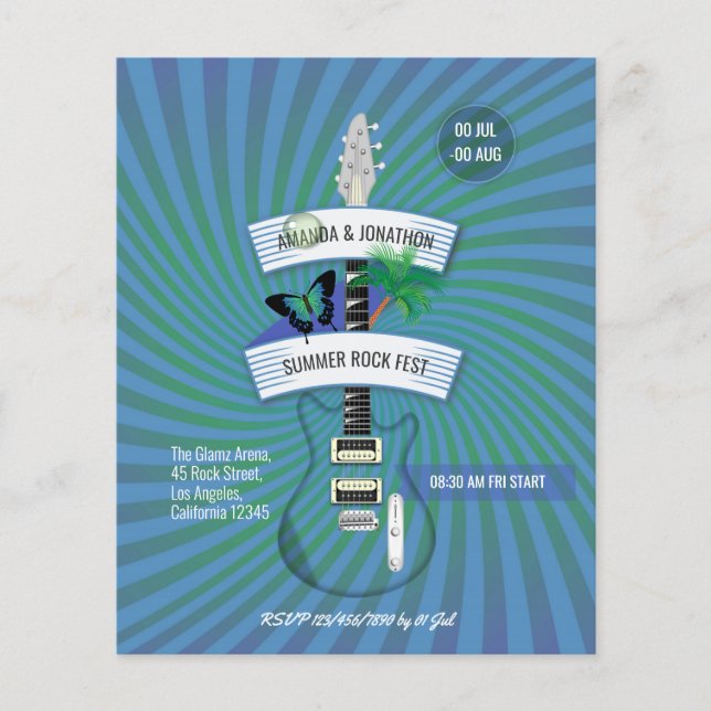 Summer Rock Festival Hochzeit Einladung Flyer (Vorne)