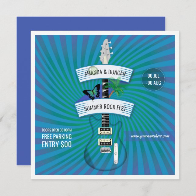 Summer Rock Festival - Logo-Einladung hinzufügen Einladung (Vorne/Hinten)