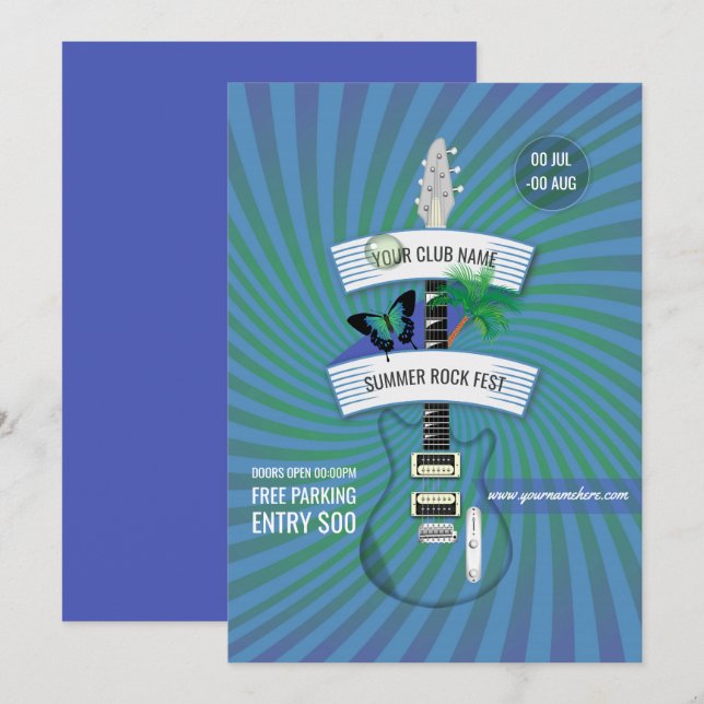 Summer Rock Festival - Logo-Einladung hinzufügen Einladung (Vorne/Hinten)