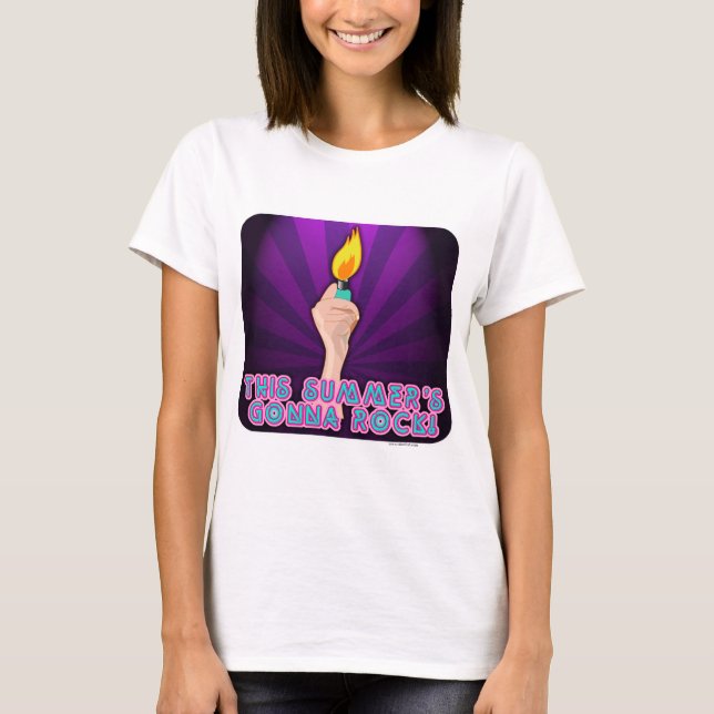 Summer Rock Music Lighter Slogan Design T-Shirt (Vorderseite)