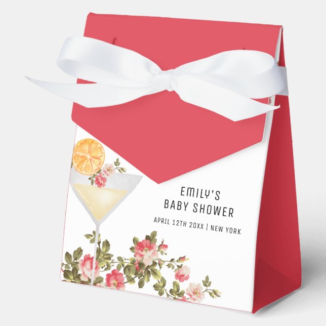 Summer Rose Brunch Bubbly Champagner Baby Dusche Geschenkschachtel (Vorderseite)