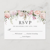 Summer Rose Garden Floral Wedding RSVP