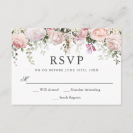 Summer Rose Garden Floral Wedding RSVP Karte