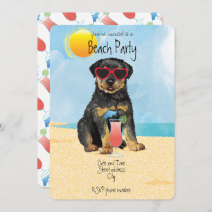 Summer Rottweiler Beach Party Einladung