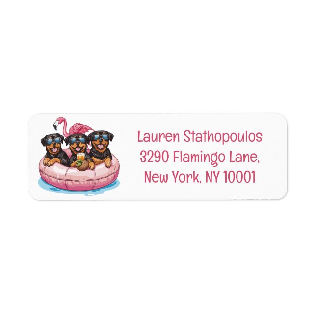 Summer Rottweiler Hunde Flamingo Pool Tube (Vorne)