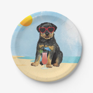 Summer Rottweiler Pappteller