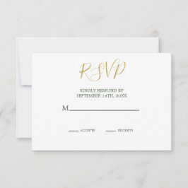 Summer Rustic Holz Elegante Gold Wedding RSVP Karte