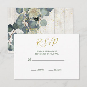 Summer Rustic Holz Elegante Gold Wedding RSVP Karte