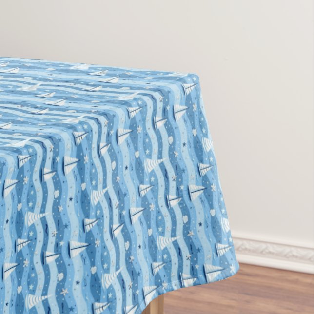 Summer Sailboats Beach House Tablecloth Nautic Tischdecke (Beispiel)