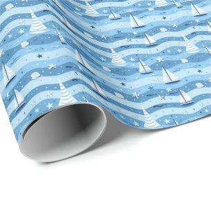 Summer Sailboats Beach Nautical Gift Wrapping Wrap Geschenkpapier