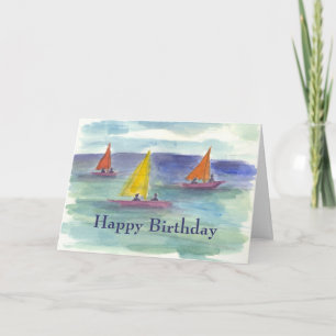 Summer Sailing Happy Birthday Card Karte