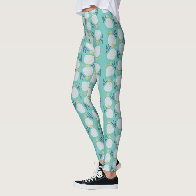 Summer Sand Dollar Botanisches Beach Pattern Leggings (Links)