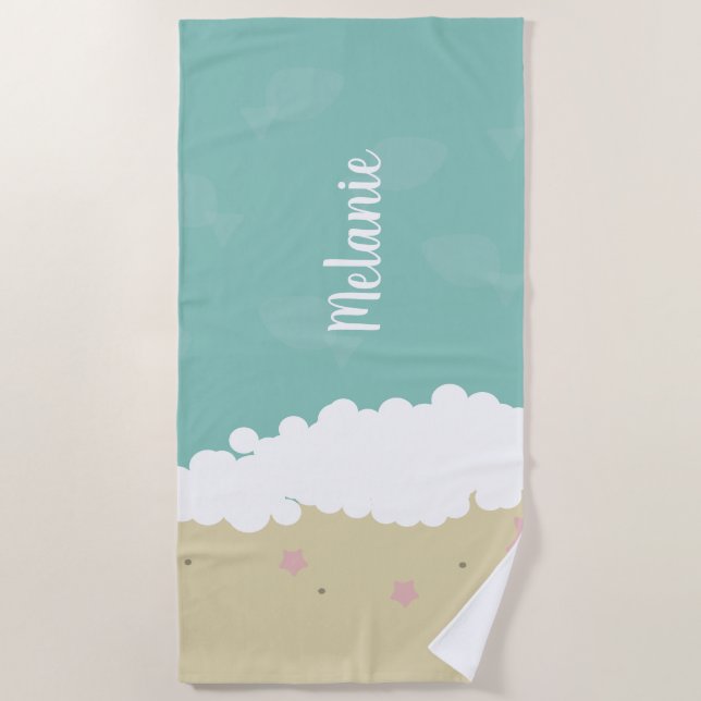 Summer Sand Seashell Name Handtuch (Vorderseite)