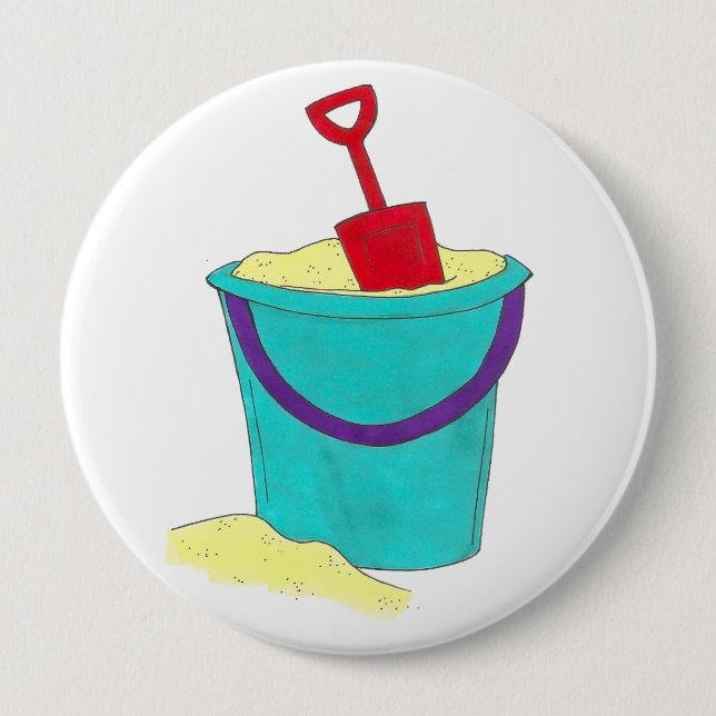 Summer Sand Tocket Shovel Pail Beach Party Button (Vorderseite)