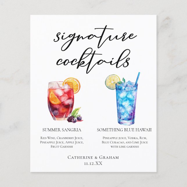 Summer Sangria Blue Beach Signature Cocktails Menü (Vorderseite)
