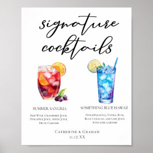 Summer Sangria Blue Beach Signature Cocktails Menü Poster