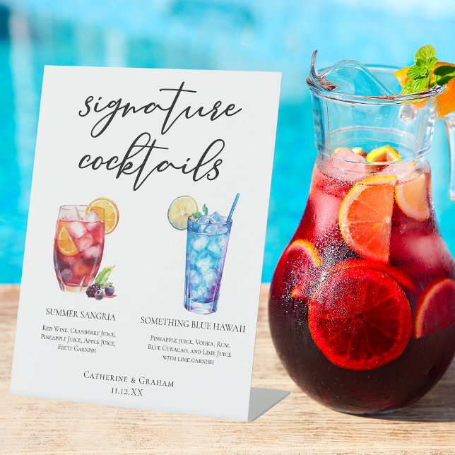 Summer Sangria Blue Beach Signature Cocktails Menü Sockelschild (Von Creator hochgeladen)
