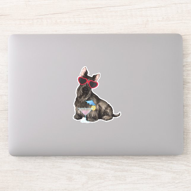 Summer Scottish Terrier Vinyl Sticker (Computer)
