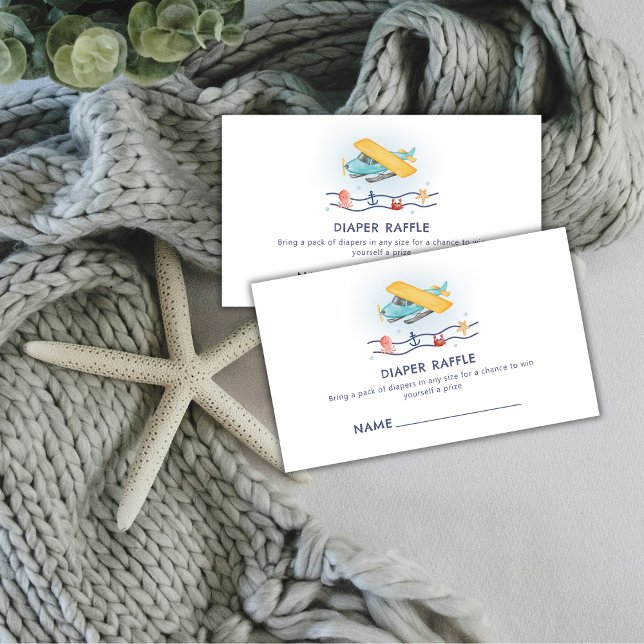 Summer Sea Airplane Diaper Raffle Baby Shower Begleitkarte (Summer Sea Airplane Diaper Raffle Baby Shower Enclosure Card)