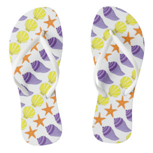 Summer Sea Muschel Seashell Starfish Beach Print Flip Flops
