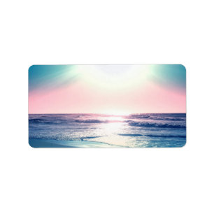 Summer Sea Sunset Tropical Beach Foto Adressaufkleber