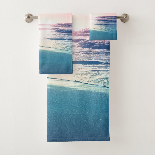 Summer Sea Sunset Tropical Beach Foto Badhandtuch Set (Insitu)
